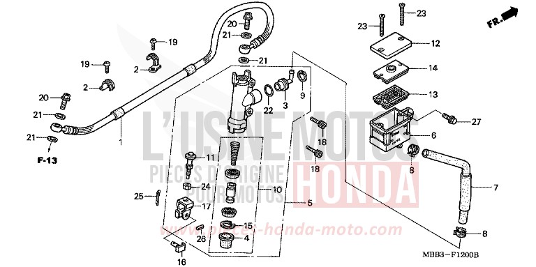 HAUPTBREMSE, HINTEN ZYLINDER von VTR "FireStorm" ITALIAN RED (R157) von 1998
